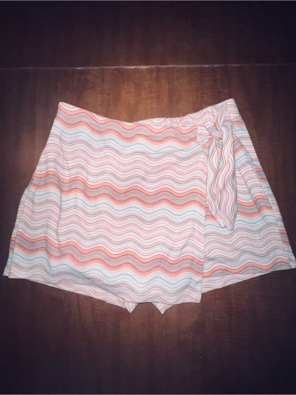 SO Striped Skirt in White with Orange and Teal Stripes